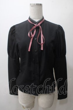 画像1: Kurumi Collaboration / リボンブラウス SS 黒 Y-25-05-19-006-LO-BL-SZ-ZY