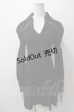 画像1: 【SALE】Ozz oneste / レースアップ刺繍ワンピース  黒 Y-25-05-19-068-OO-OP-SZ-ZT202