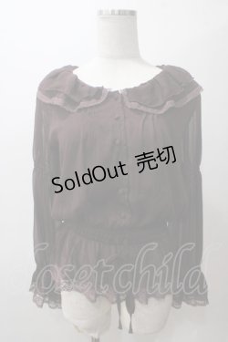 画像1: axes femme / 楊柳ペプラムブラウス M 茶 Y-25-05-19-009-AX-BL-SZ-ZY