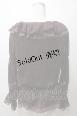 画像2: axes femme / 楊柳ペプラムブラウス M 茶 Y-25-05-19-009-AX-BL-SZ-ZY