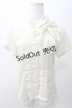 画像1: axes femme / シャドーストライプドット半袖ブラウス M 生成り Y-25-05-19-011-AX-BL-SZ-ZY