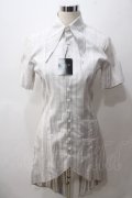 BPN FOR MEN / ストライプ燕尾ロングシャツ M 白 Y-25-05-19-086-GO-BL-SZ-ZY