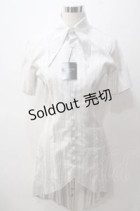 BPN FOR MEN / ストライプ燕尾ロングシャツ M 白 Y-25-05-19-086-GO-BL-SZ-ZY