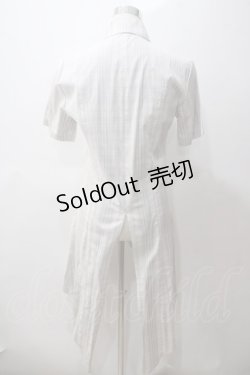 画像2: BPN FOR MEN / ストライプ燕尾ロングシャツ M 白 Y-25-05-19-086-GO-BL-SZ-ZY
