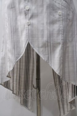 画像4: BPN FOR MEN / ストライプ燕尾ロングシャツ M 白 Y-25-05-19-086-GO-BL-SZ-ZY