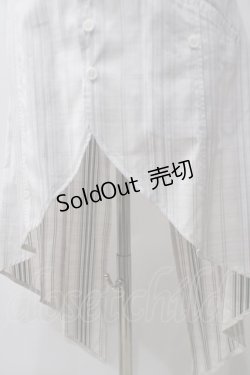 画像4: BPN FOR MEN / ストライプ燕尾ロングシャツ M 白 Y-25-05-19-086-GO-BL-SZ-ZY
