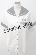 PEACE NOW / エビィちゃん刺繍セーラーブラウス M 白×黒 Y-25-05-19-087-PU-BL-SZ-ZY