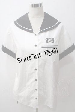 画像1: PEACE NOW / エビィちゃん刺繍セーラーブラウス M 白×黒 Y-25-05-19-087-PU-BL-SZ-ZY