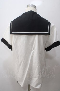 画像2: PEACE NOW / エビィちゃん刺繍セーラーブラウス M 白×黒 Y-25-05-19-087-PU-BL-SZ-ZY