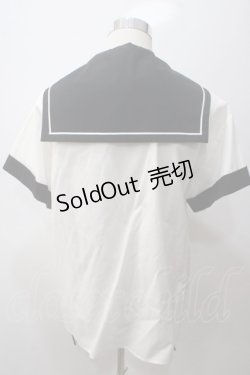 画像2: PEACE NOW / エビィちゃん刺繍セーラーブラウス M 白×黒 Y-25-05-19-087-PU-BL-SZ-ZY