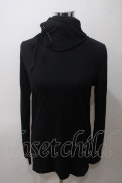 画像1: BPN FOR MEN / 編み上げハイネックカットソー M 黒 Y-25-05-19-088-GO-TO-SZ-ZY