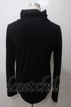 画像2: BPN FOR MEN / 編み上げハイネックカットソー M 黒 Y-25-05-19-088-GO-TO-SZ-ZY
