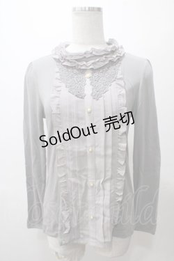 画像1: axes femme / 胸元ブラウス風プルオーバー  グレー Y-25-05-19-012-AX-TO-AS-ZY