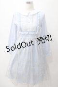axes femme POETIQUE / 雪の結晶ラメ刺繍長袖ワンピース M サックス Y-25-05-19-100-AX-OP-SZ-ZY