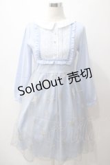 axes femme POETIQUE / 雪の結晶ラメ刺繍長袖ワンピース M サックス Y-25-05-19-100-AX-OP-SZ-ZY