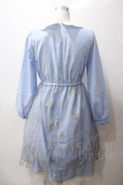 画像2: axes femme POETIQUE / 雪の結晶ラメ刺繍長袖ワンピース M サックス Y-25-05-19-100-AX-OP-SZ-ZY