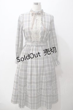 画像1: axes femme / プリーツ切替チェック柄ワンピース M 生成り Y-25-05-19-104-AX-OP-SZ-ZT073