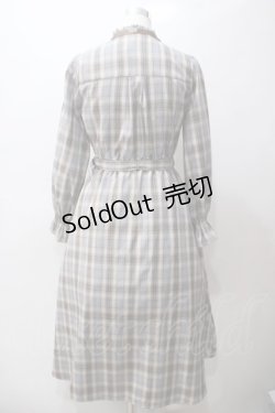 画像2: axes femme / プリーツ切替チェック柄ワンピース M 生成り Y-25-05-19-104-AX-OP-SZ-ZT073