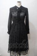 axes femme / フロッキープリントレースワンピース M 黒 Y-25-05-19-108-AX-OP-SZ-ZY