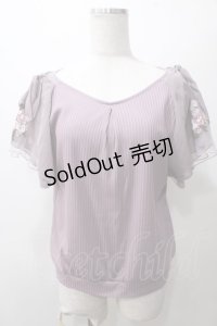 axes femme / チュール刺繍フレア袖リブプルオーバー M ラベンダー Y-25-05-19-014-AX-TO-SZ-ZY