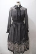 axes femme / レース柄プリントワンピース M 黒 Y-25-05-19-114-AX-OP-SZ-ZY
