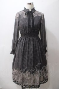 axes femme / レース柄プリントワンピース M 黒 Y-25-05-19-114-AX-OP-SZ-ZI