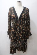 axes femme / 花柄フィッシュテールガウン M 黒 Y-25-05-19-115-AX-TO-SZ-ZY