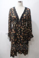 axes femme / 花柄フィッシュテールガウン M 黒 Y-25-05-19-115-AX-TO-SZ-ZI