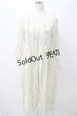 画像1: axes femme / 花柄シースルーロングカーディガン M イエロー Y-25-05-19-117-AX-TO-SZ-ZY