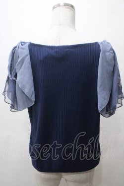 画像2: axes femme / チュール刺繍フレア袖リブプルオーバー M 紺 Y-25-05-19-015-AX-TO-SZ-ZY