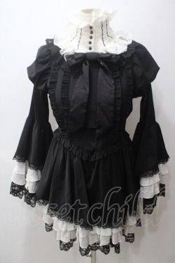 画像1: MARBLE / アーチブレード切り替え立ち衿クラシックワンピース  黒 Y-25-05-19-120-GO-OP-SZ-ZY