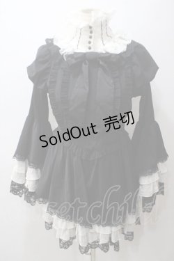 画像1: MARBLE / アーチブレード切り替え立ち衿クラシックワンピース  黒 Y-25-05-19-120-GO-OP-SZ-ZY