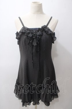 画像1: EXCENTRIQUE / シフォン水玉ワンピース  黒 Y-25-05-19-123-EL-OP-SZ-ZY