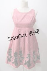 Emily Temple cute / プードルギンガムリボンジャンパースカート  ピンク Y-25-05-19-136-ET-OP-SZ-ZY