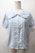 axes femme POETIQUE / ビッグ襟デザインブラウス M サックス Y-25-05-19-020-AX-BL-SZ-ZY