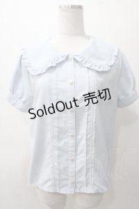 axes femme POETIQUE / ビッグ襟デザインブラウス M サックス Y-25-05-19-020-AX-BL-SZ-ZY