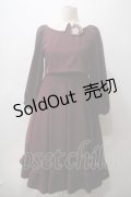【SALE】m petit by misako / サンリオキャラクターズコラボ マイメロディワッペン付きワンピース  ボルドー Y-25-05-19-152-LO-OP-SZ-ZT044