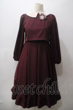 画像1: m petit by misako / サンリオキャラクターズコラボ マイメロディワッペン付きワンピース  ボルドー Y-25-05-19-152-LO-OP-SZ-ZY