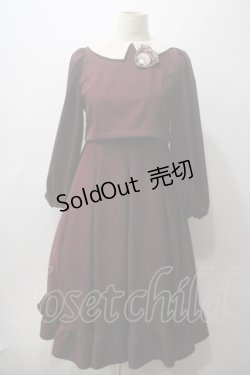 画像1: 【SALE】m petit by misako / サンリオキャラクターズコラボ マイメロディワッペン付きワンピース  ボルドー Y-25-05-19-152-LO-OP-SZ-ZT044