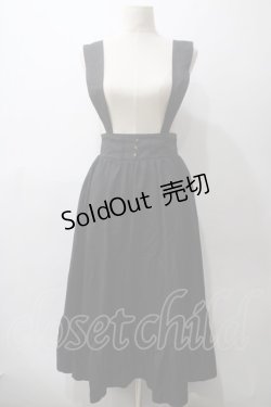 画像1: axes femme / ローズ刺繍サス付きスカート M 黒 Y-25-05-19-166-AX-SK-SZ-ZY