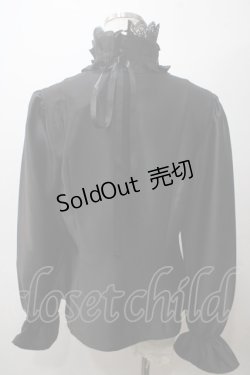 画像2: Moi-meme-Moitie / 薔薇レースストライプジャボ付きブラウス  黒 Y-25-05-19-022-MO-BL-SZ-ZY
