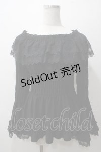 ATELIER PIERROT / Shirring princess sleeve blouse  黒 Y-25-05-19-024-EL-BL-SZ-ZY