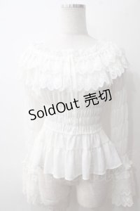 Millefleurs / ジョーゼットとレースのブラウス M 白 Y-25-05-19-025-EL-BL-SZ-ZY