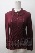 axes femme / プチスタンド襟ブラウス風プルオーバー M ワイン Y-25-05-19-034-AX-TO-SZ-ZY