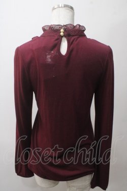 画像2: axes femme / プチスタンド襟ブラウス風プルオーバー M ワイン Y-25-05-19-034-AX-TO-SZ-ZY