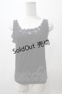 axes femme / ビジュー×レース使いタンク  黒 Y-25-05-19-005-AX-TO-SZ-ZY