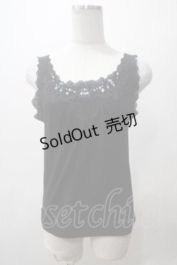 画像1: axes femme / ビジュー×レース使いタンク  黒 Y-25-05-19-005-AX-TO-SZ-ZY