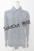 axes femme / 胸元フリルストライプブラウス  紺 Y-25-05-22-046-AX-BL-SZ-ZI