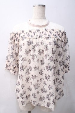 画像1: axes femme / 肩レースバラシフォンブラウス M キナリ Y-25-05-22-047-AX-BL-SZ-ZY