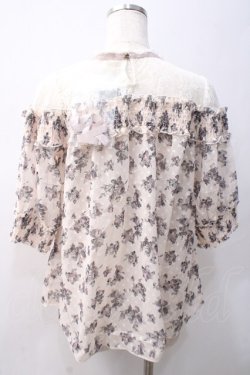 画像2: axes femme / 肩レースバラシフォンブラウス M キナリ Y-25-05-22-047-AX-BL-SZ-ZY